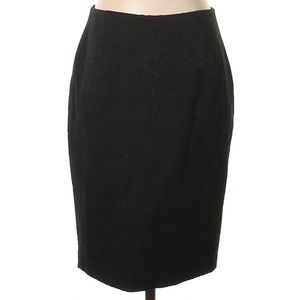 Tahari Floral Patterned Black Janet Skirt